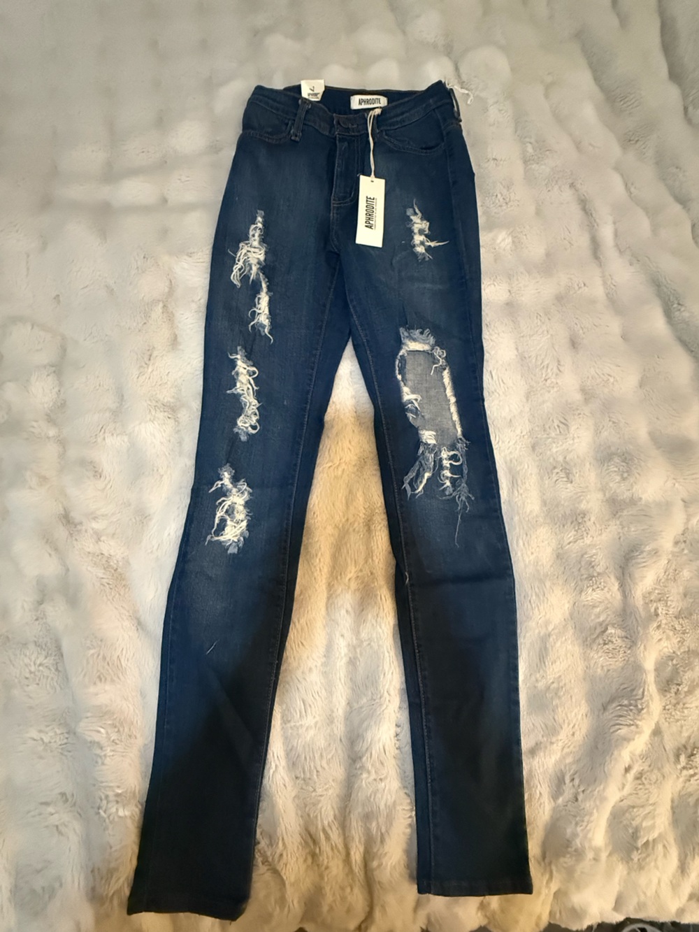 Aphrodite Dark Blue Distressed Skinny Jeans